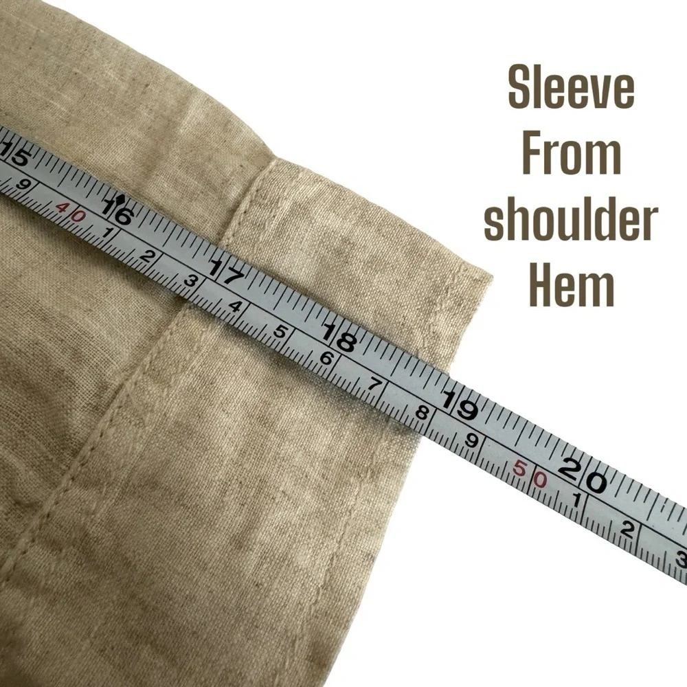 Chicos 100% Linen utility jacket 3/4 sleeve cream womens 1 US 8/medium unlined - Picture 10 of 11